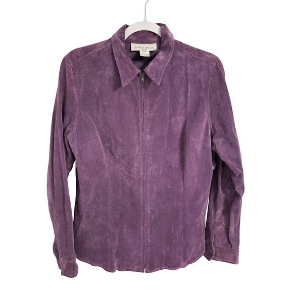 Jones Wear Sport Vintage Womens Large Purple Leather Suede Retro 90's Y2K Jacket - Picture 1 of 7